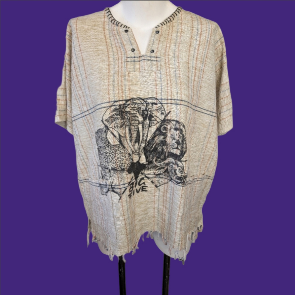 African Animal Print Poncho Top Size L